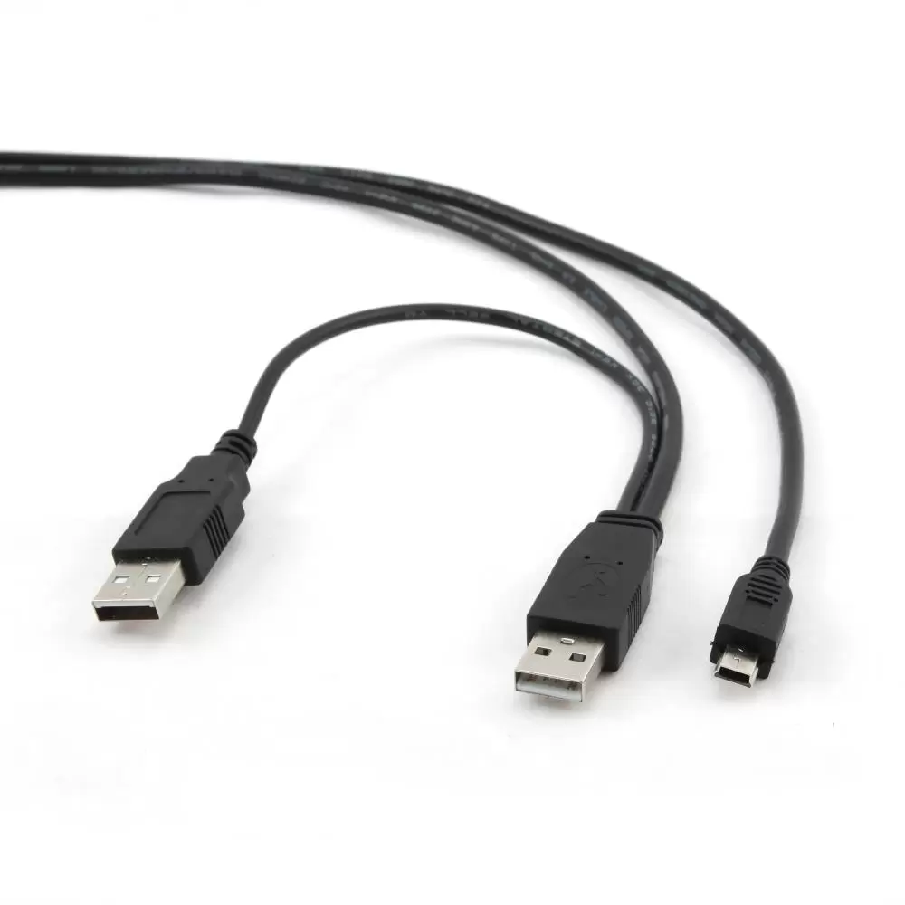 CABLE USB2 DUAL AM-MINI 0 9M BLACK CCP-USB22-AM5P-3 GEMBIRD