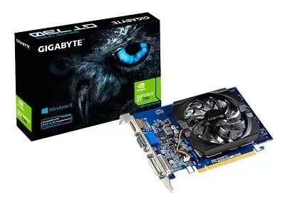 Graphics Card GIGABYTE NVIDIA GeForce GT 730 2 GB 64 bit PCIE 2.0 8x GDDR3 Memory 1600 MHz GPU 902 MHz Single Slot Fansink 1x15pin D-sub 1xDVI 1xHDMI GV-N730D3-2GIV3.0